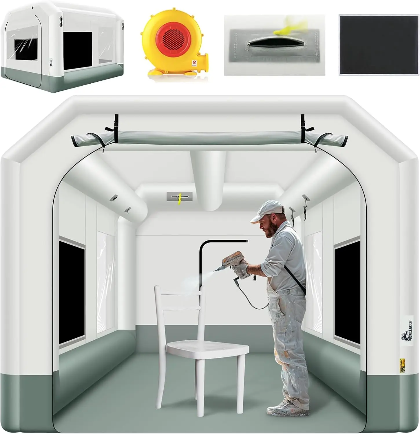 Inflatable Paint Booth - 13x10x8피트 크기의 550W 송풍기가 장착된 에어
